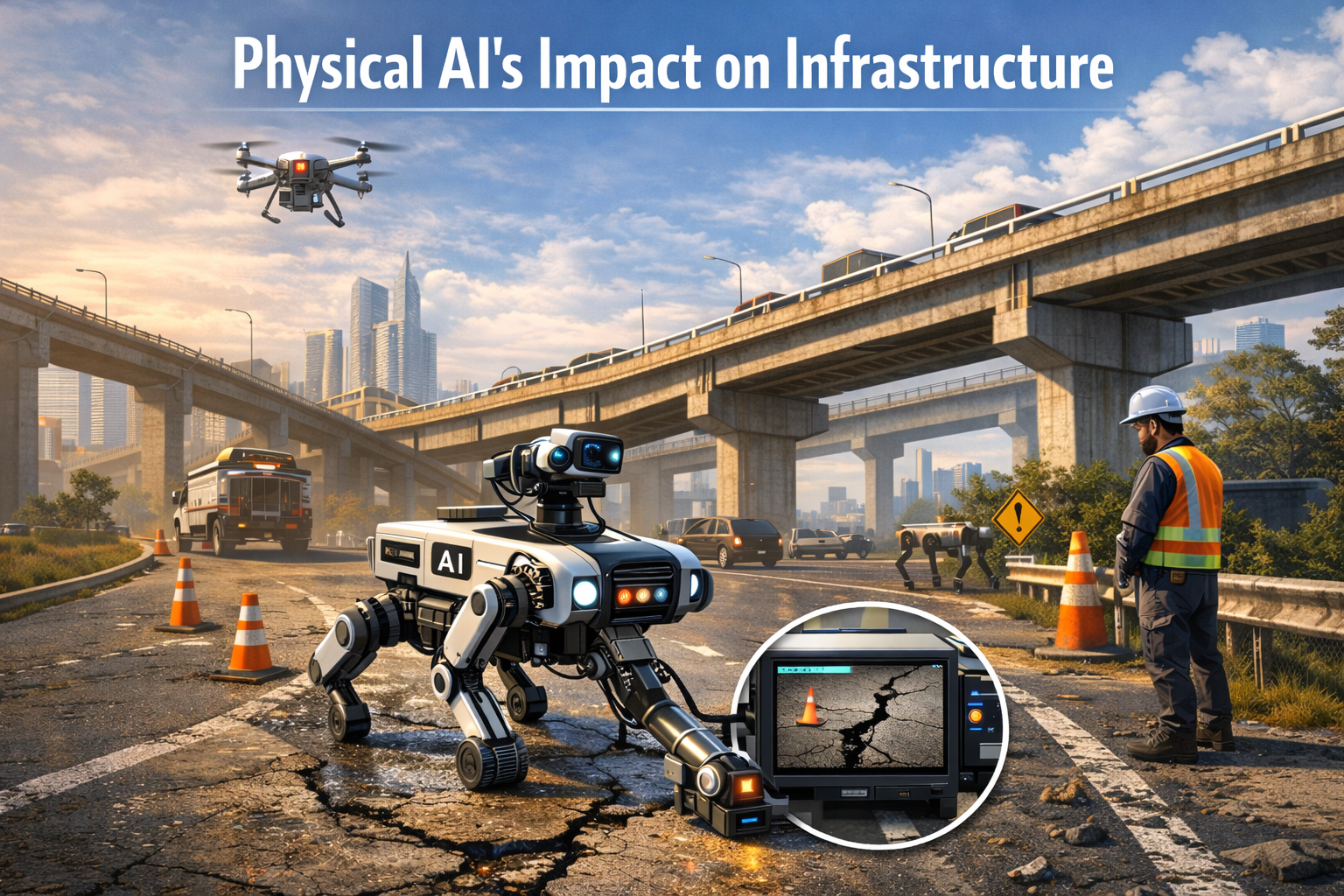 Physical AI systems monitoring and maintaining urban infrastructure